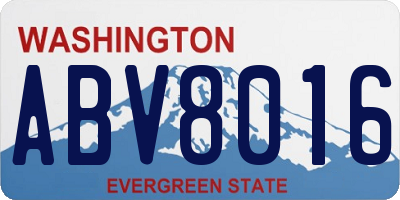 WA license plate ABV8016