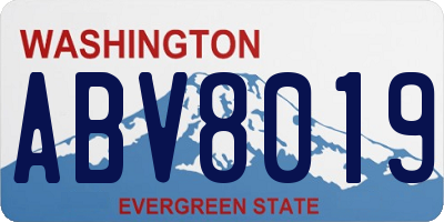 WA license plate ABV8019