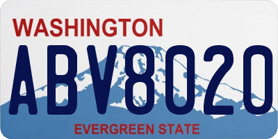 WA license plate ABV8020