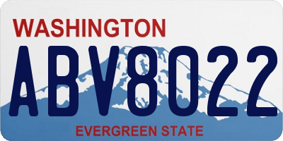 WA license plate ABV8022