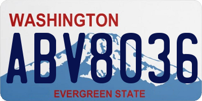 WA license plate ABV8036