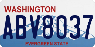 WA license plate ABV8037
