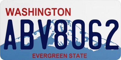 WA license plate ABV8062