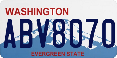 WA license plate ABV8070