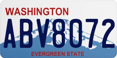 WA license plate ABV8072