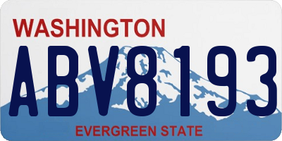 WA license plate ABV8193
