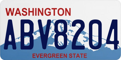 WA license plate ABV8204