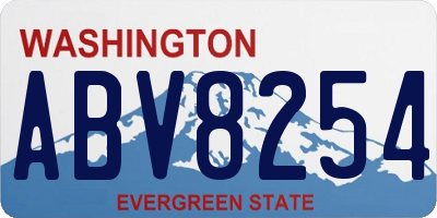 WA license plate ABV8254