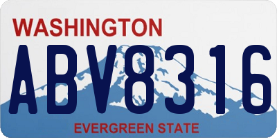 WA license plate ABV8316