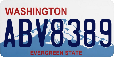 WA license plate ABV8389
