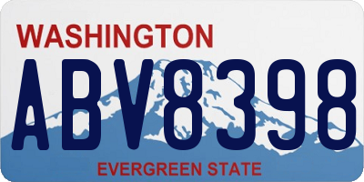 WA license plate ABV8398