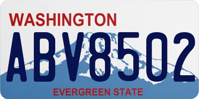 WA license plate ABV8502