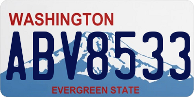 WA license plate ABV8533