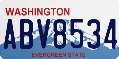 WA license plate ABV8534