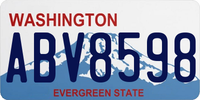 WA license plate ABV8598