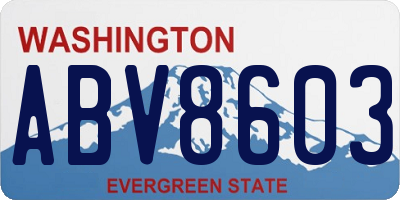 WA license plate ABV8603