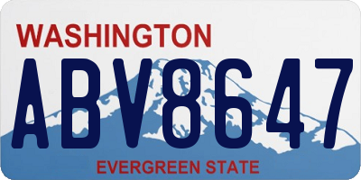 WA license plate ABV8647