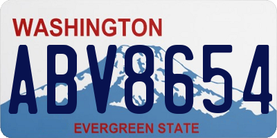 WA license plate ABV8654