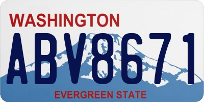 WA license plate ABV8671