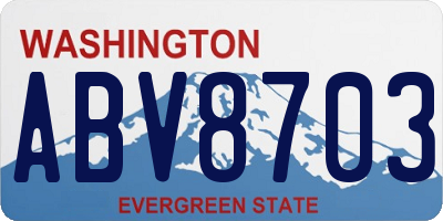 WA license plate ABV8703