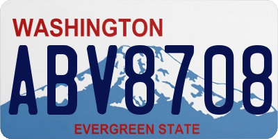 WA license plate ABV8708