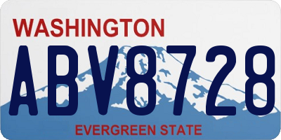 WA license plate ABV8728