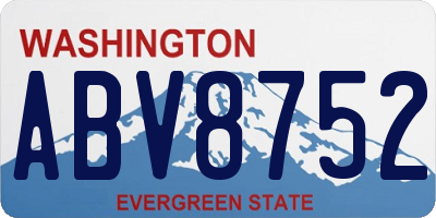 WA license plate ABV8752