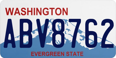 WA license plate ABV8762