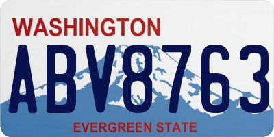 WA license plate ABV8763