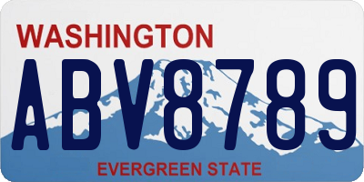 WA license plate ABV8789