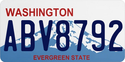 WA license plate ABV8792