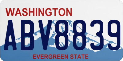 WA license plate ABV8839