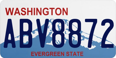 WA license plate ABV8872