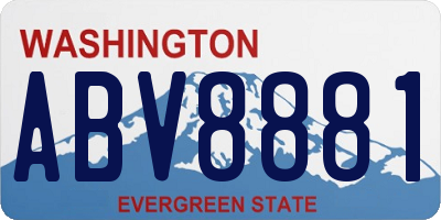 WA license plate ABV8881