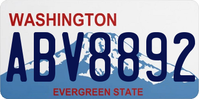 WA license plate ABV8892