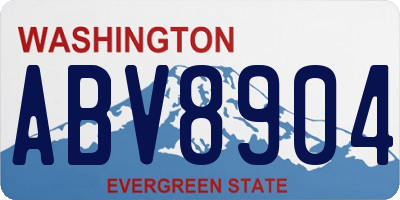 WA license plate ABV8904