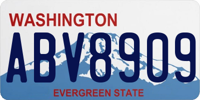 WA license plate ABV8909