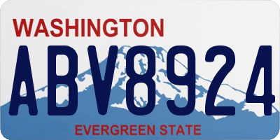 WA license plate ABV8924