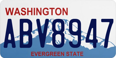 WA license plate ABV8947