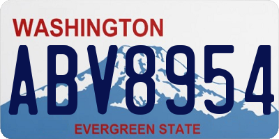 WA license plate ABV8954