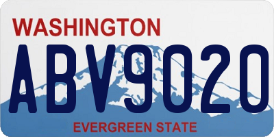 WA license plate ABV9020