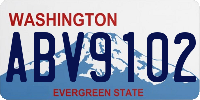 WA license plate ABV9102