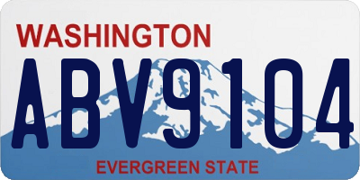 WA license plate ABV9104