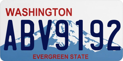 WA license plate ABV9192