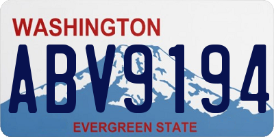 WA license plate ABV9194