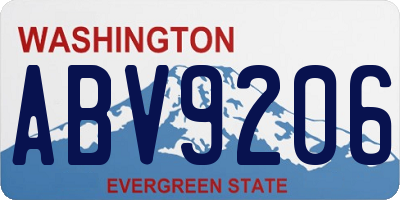 WA license plate ABV9206