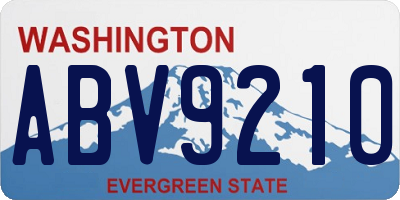 WA license plate ABV9210