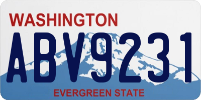 WA license plate ABV9231