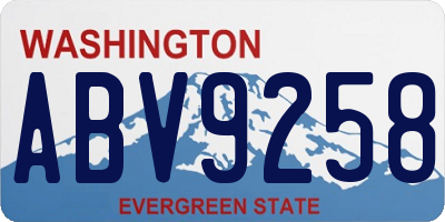 WA license plate ABV9258