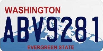 WA license plate ABV9281